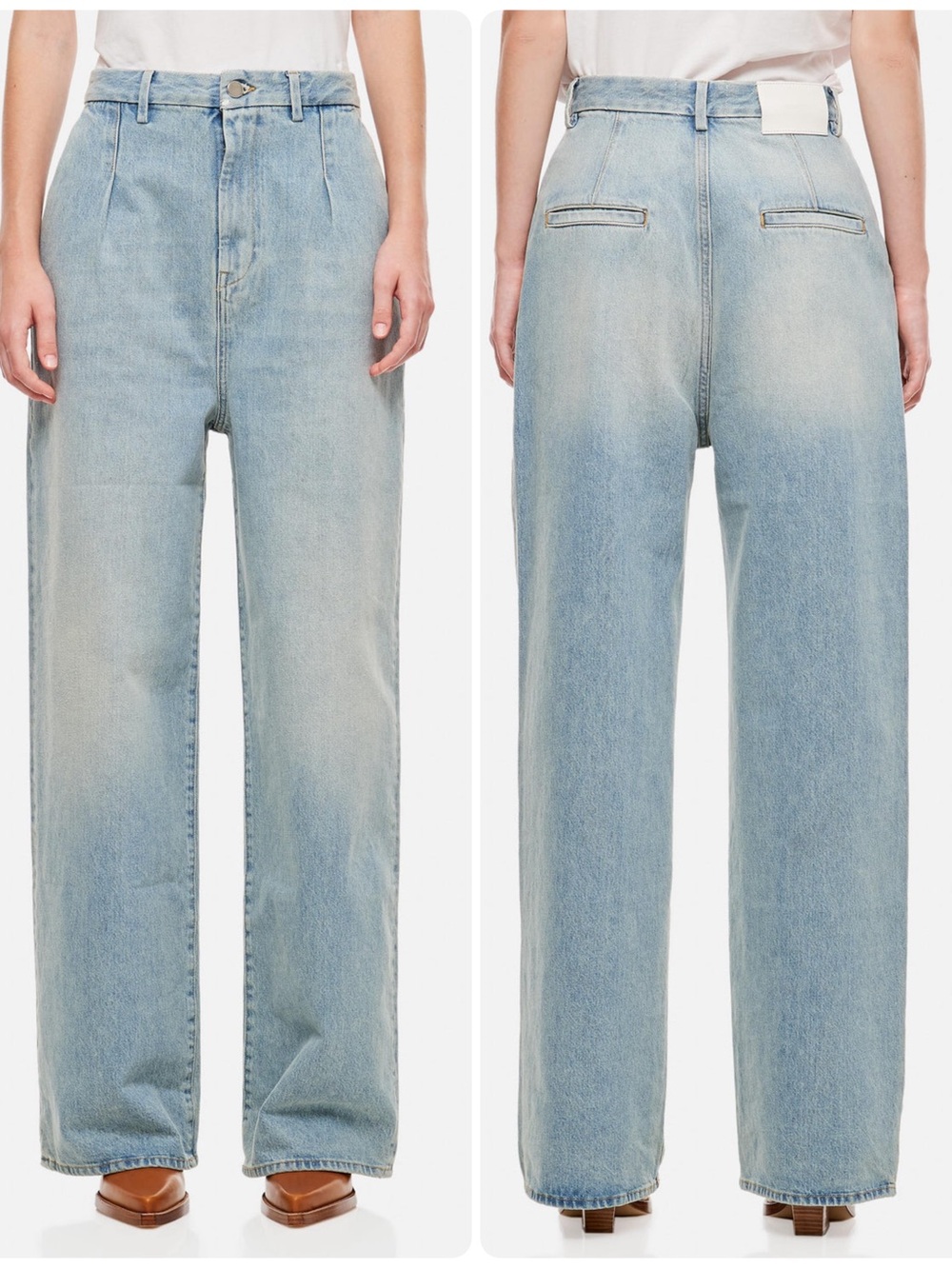 Loulou Studio Attu Wide Leg Denim Pants Jeans In Sky Blue Sz 24 Organic Cotton